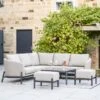 Pacific Lifestyle Nevada Putty Small Outdoor Corner Seating Set With Coffee Table And Footstools -Gardens and Outdoors 30984415